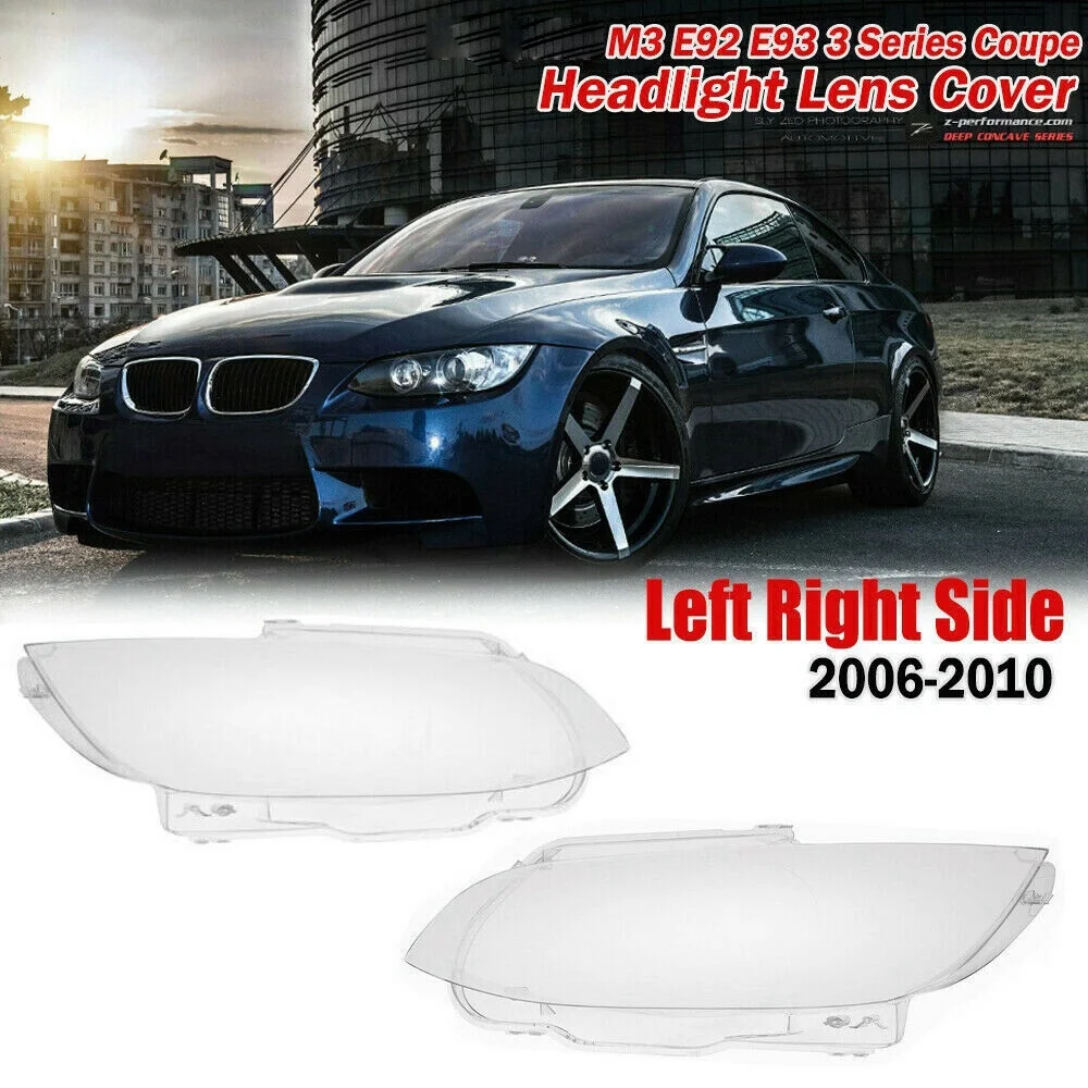 Cubierta de lente de faro delantero para BMW, E92, E93, Coupe, M3, 328I, 335I, Cabrio, 2006-2010, 1 par