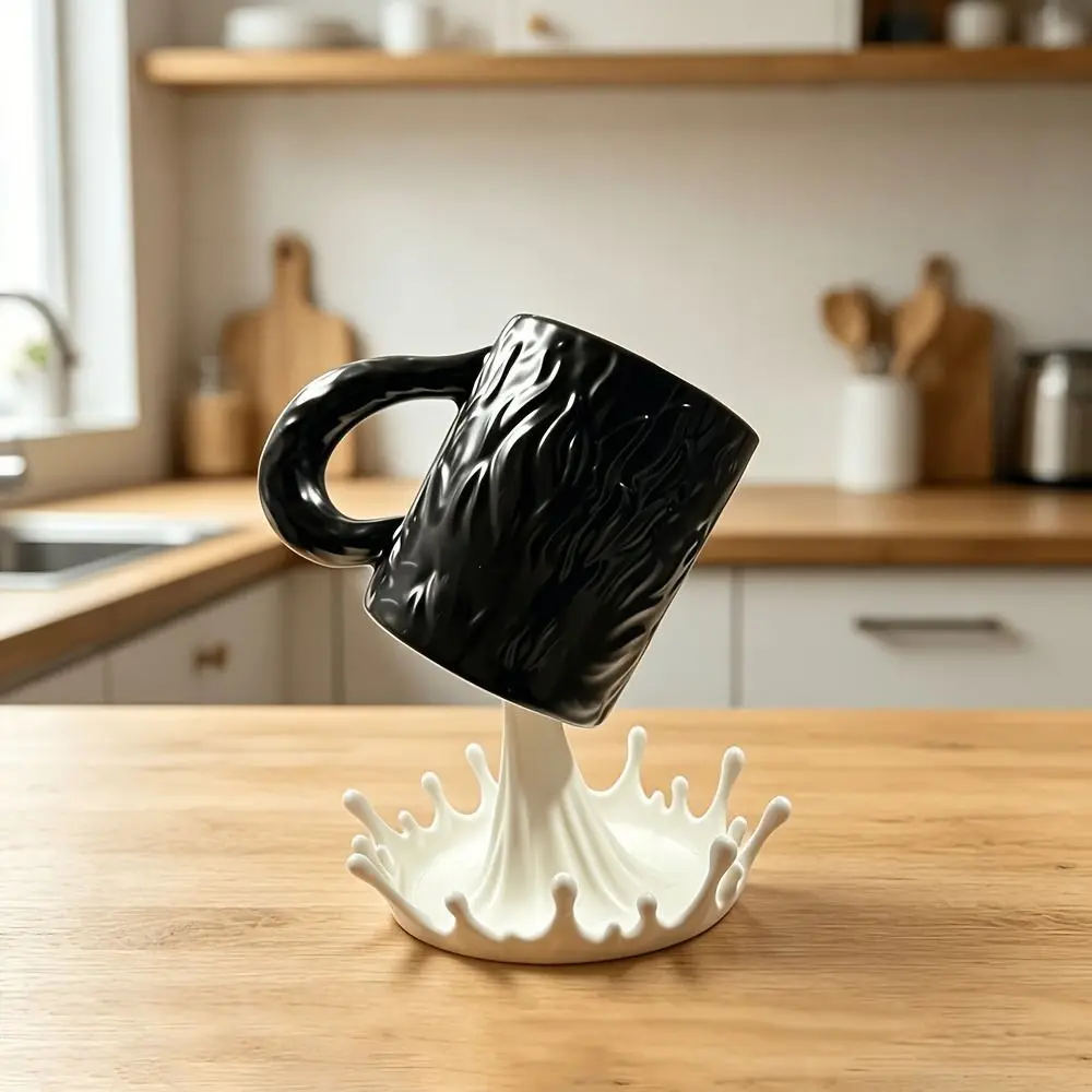 Practical 3D Printed Water Splash Shaped Cup Holder Creative Plastic Milk Splash Cup Rack Table Ornament For Home