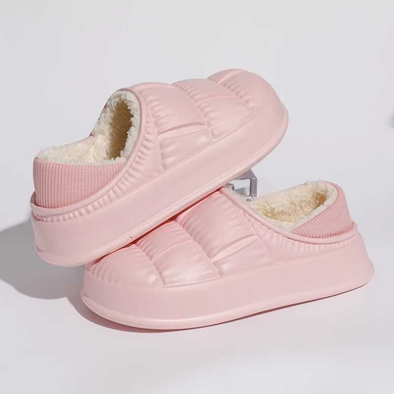 شباشب منزل شتوية مقاومة للماء للنساء، شباشب دافئة من القطيفة غير قابلة للانزلاق، أحذية قطنية خفيفة الوزن وسميكة ونعل ناعم #3