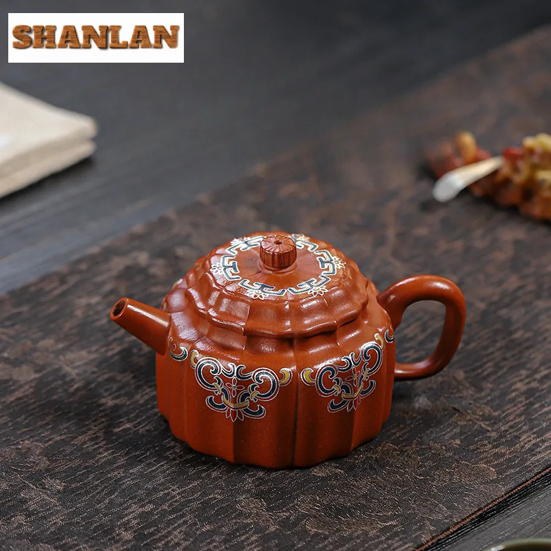 150ml Retro Yixing Purple Clay Teapots Handmade Colorful Dezhong Pot Raw Ore Zhu Mud Tea Brewing Kettle With Filter Zisha Teaset