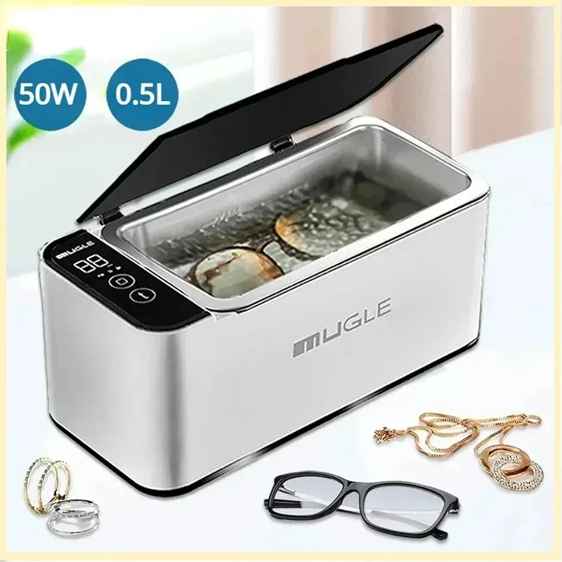 Нержавеющая сталь 46 кГц 360° °   Глубокий ультразвуковой очиститель с сенсорным управлением, 500 мл, ювелирные изделия, очки, бритва, часы, ультразвуковая стиральная машина