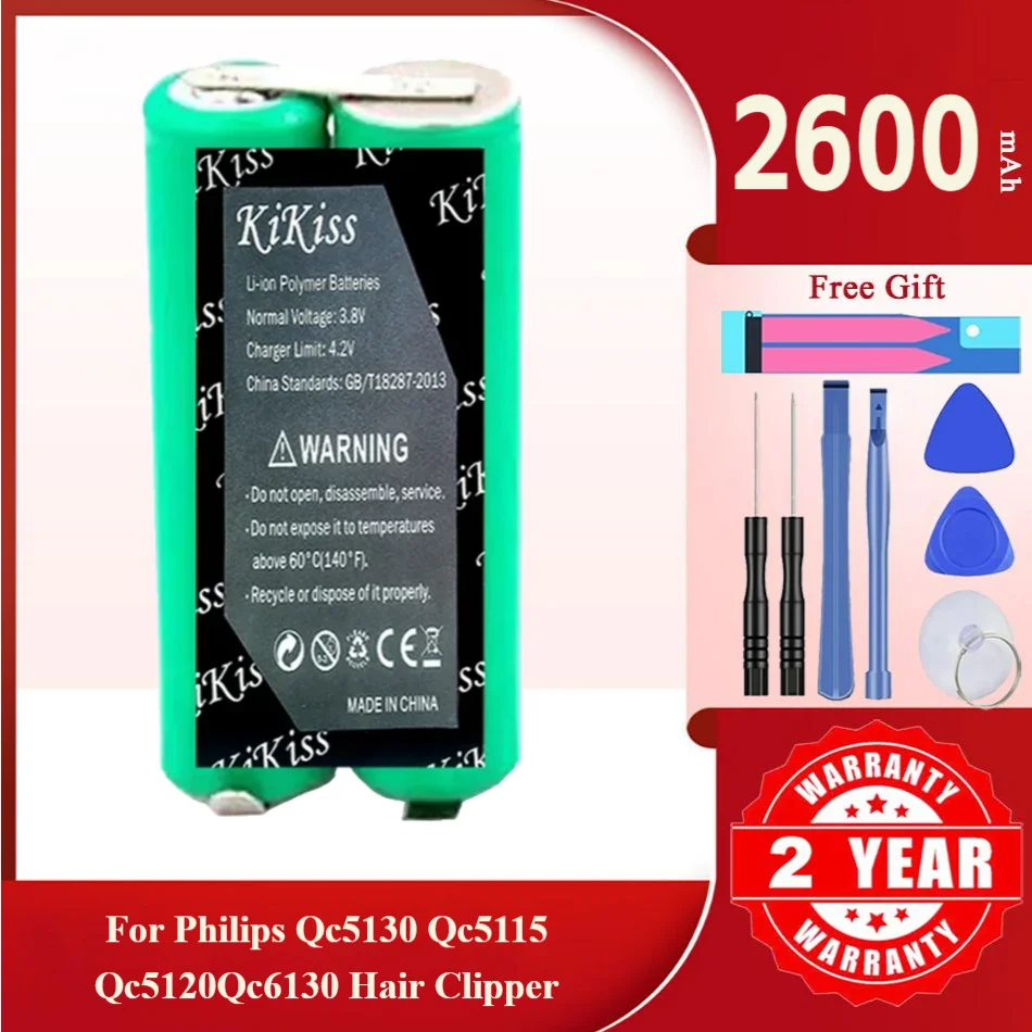 

Мощный аккумулятор KiKiss QC 5130 2600 мАч для Philips QC5130 QC5115 QC5120 QC6130, аккумулятор для машинки для стрижки волос