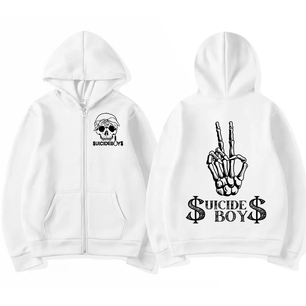 Suicideboys G59 Skelett Reiß verschluss Hoodies American Hip Hop Gothic übergroße Reiß verschluss Sweatshirt Männer Frauen Langarm lose Pullover