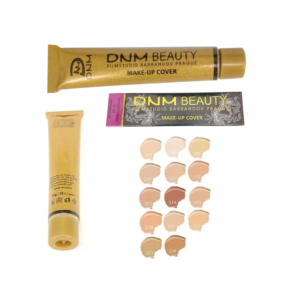 DNM Small Gold Tube Concealer Foundation Balm Covers Acne Scars, Freckle Scars Tattoo Redness Dark Circles Freckle Powder Makeup