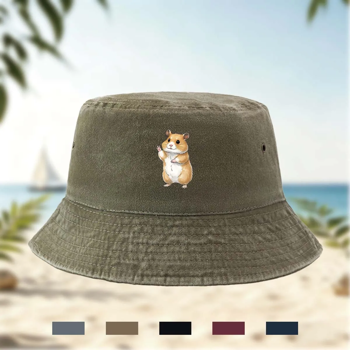 High-Quality Printed Yellow Hamster Pattern Fisherman Hat Bucket Hat All-Season Unisex Hip-Hop Hat Fishing Hat Casual Hat Truck