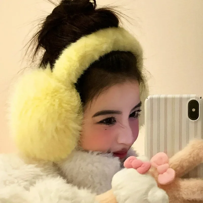 الثعلب الفراء تقليد أفخم غطاء للأذنين النساء الشتاء رشاقته الملونة أفخم حماية الأذن الباردة واقية يندبروف بلون الأذن يغطي