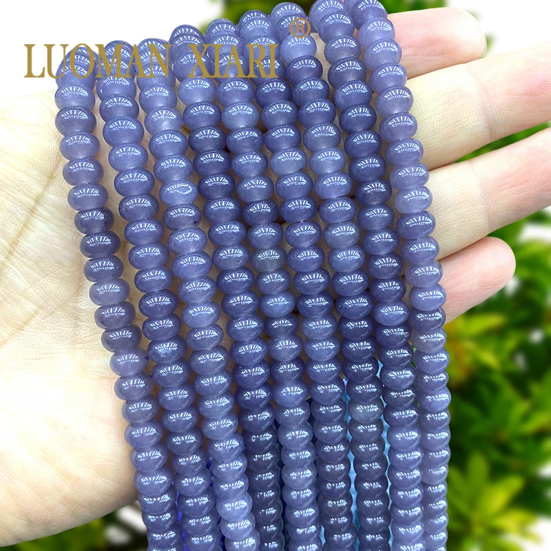 Rondelle de piedra Natural de 5x8MM, cuentas espaciadoras sueltas de Calcedonia de Jade gris y morado para joyería, accesorios de dijes para pulsera Diy