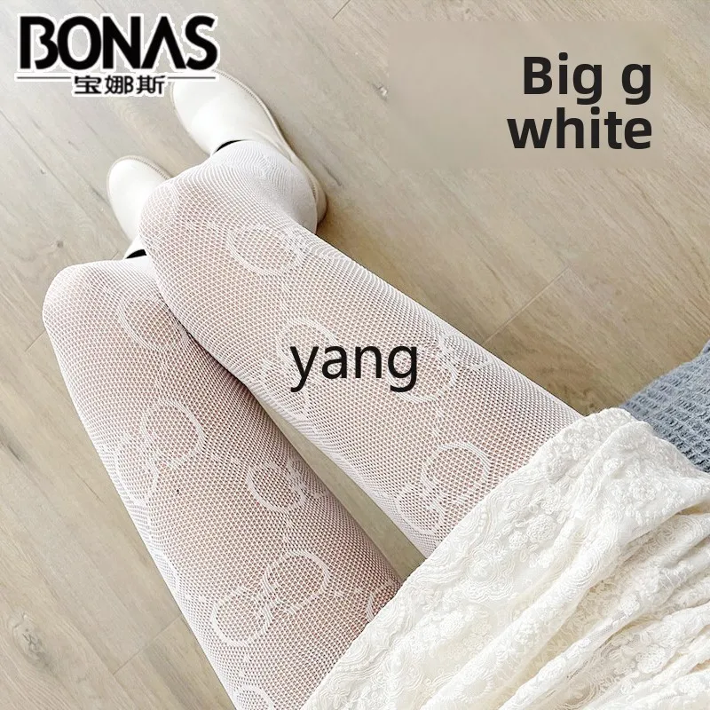 LMM lace white stockings women's thin summer Internet celebrity pantyhose anti-hook fishnet socks
