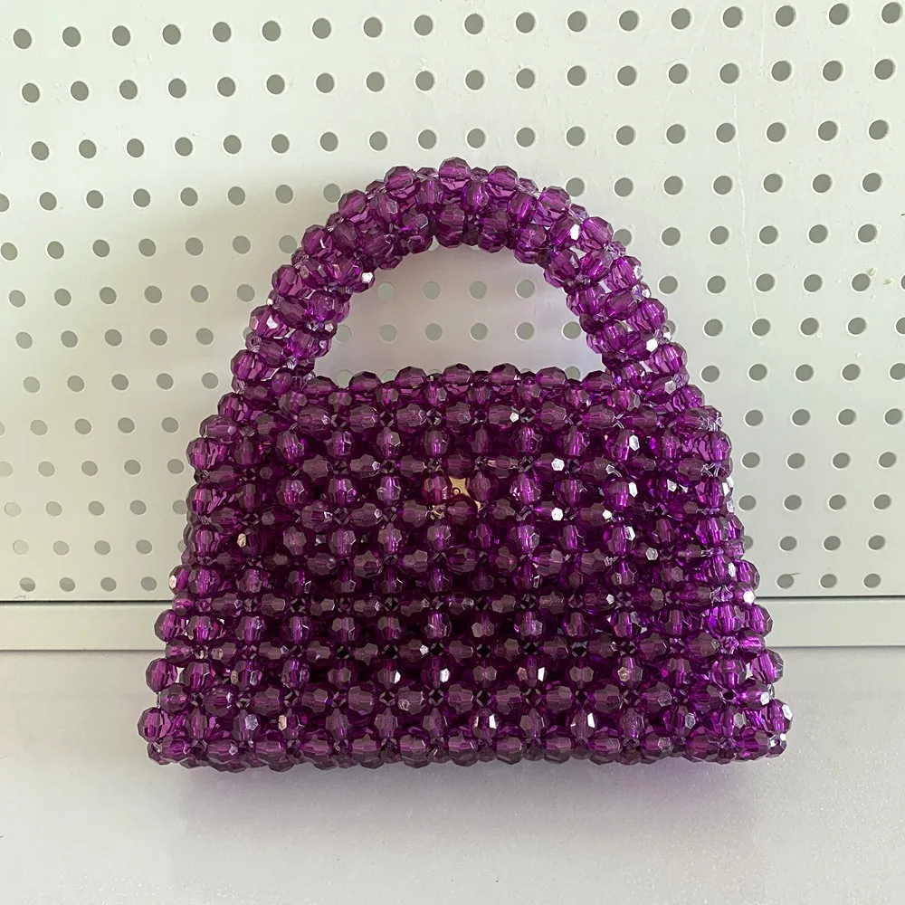 Handmade Bead Bag Hand-Woven Celebrity Beading Handbags Designer Beaded Ladies Party Bag Top-handle Phone Purses and Handbags