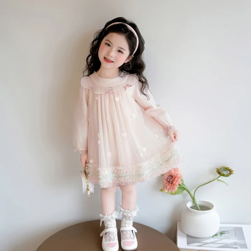 

Girls' Mesh Dress for Spring2026New stylish children's cake dress, cute baby spring and autumn princess dress, trendy