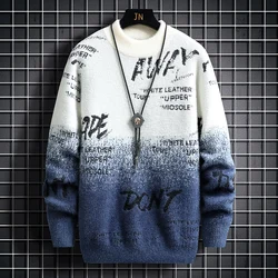 2023 New Fall Luxury Cashmere Turtleneck Mens Sweaters Thick Warm Personality Letter Sweater Men Harajuku Male Pullovers