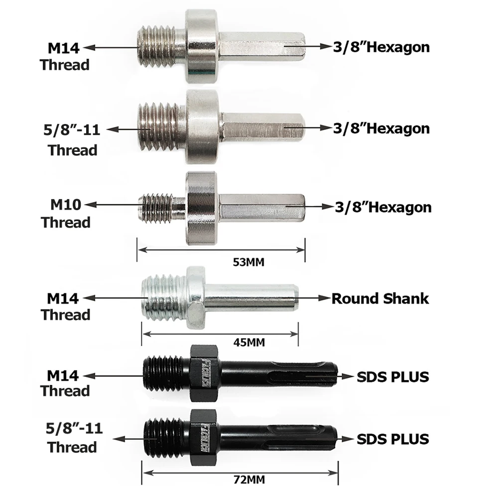 FACHLICH Angle Grinder Brocas, Adaptador de Conexão Diferente, Rosca para Hex, Redondo, SDS Shank, M14, 5/8 "-11, M10, 1Pc