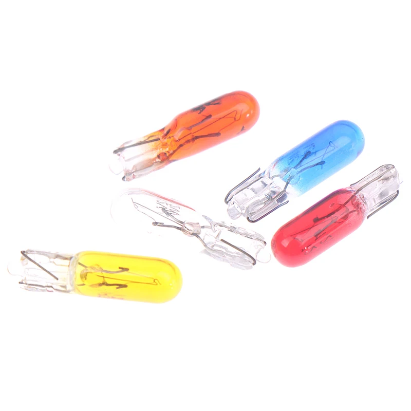 Blue/red/amber/yellow 10pcs T5 12v 1.2w Car Halogen Lamp Instrument Lights Dashboard Bulb Auto Interior Light Car Styling 1piece