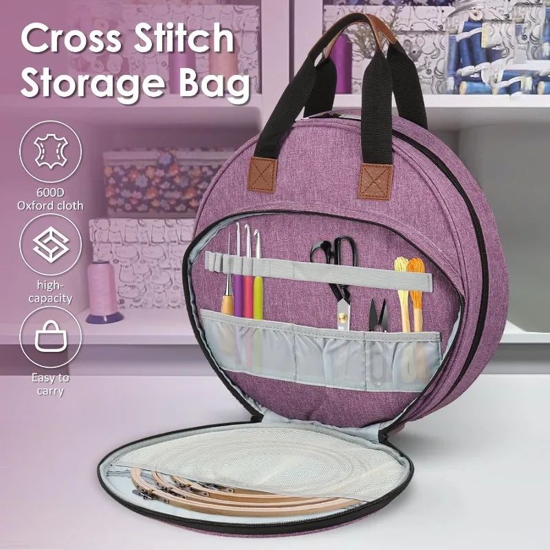 Portable Cross Embroidery Storage Bag Handheld Needle Thread Fabric Sorting Box DIY Craft