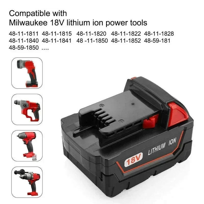 18V 12Ah for Milwaukee M18 Detachable Battery M18B6 XC Li-Ion 48-11-1860 48-11-1852 or Charger 48-11-1850 48-11-1840