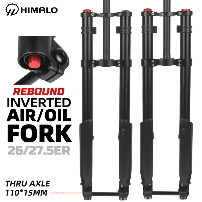 2024HIMALO Double Shoulder Inverted Suspension Boost Fork for 26 27.5in MTB Thru Axle 110*15mm Rebound Adjustment Fat Tire 3.0