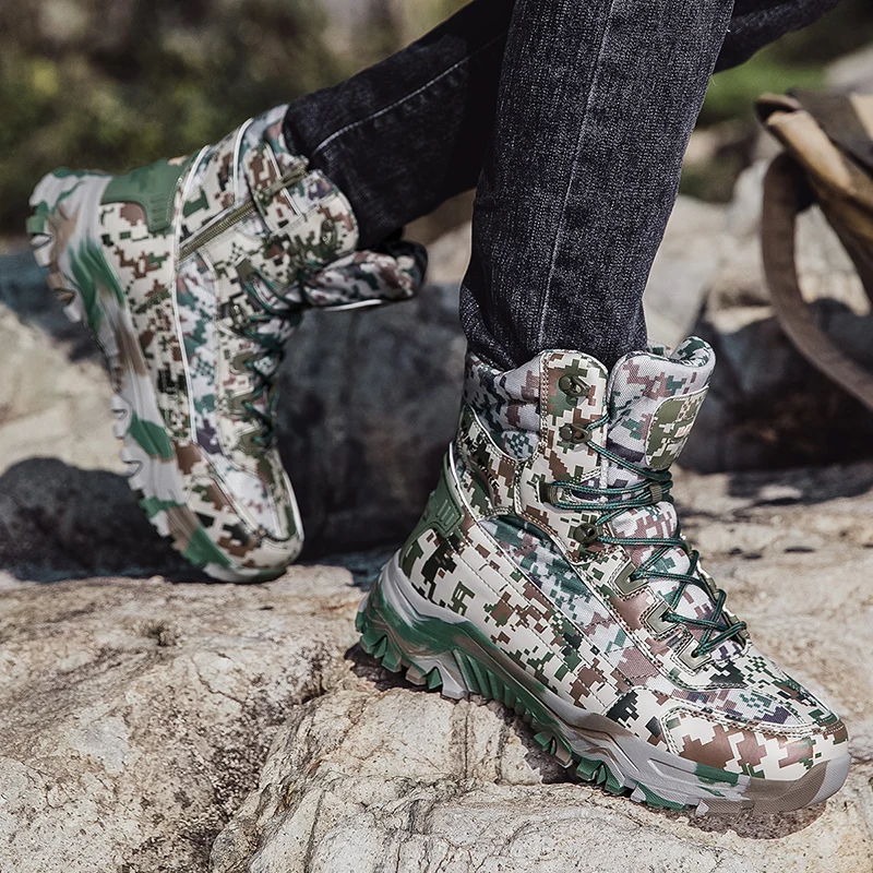 

New Autumn Winter Men's Boots Outdoor Non-slip Male Hiking Boots Breathable Men Work Ankle Boots Men Motorcycle Boots Size 39-46
