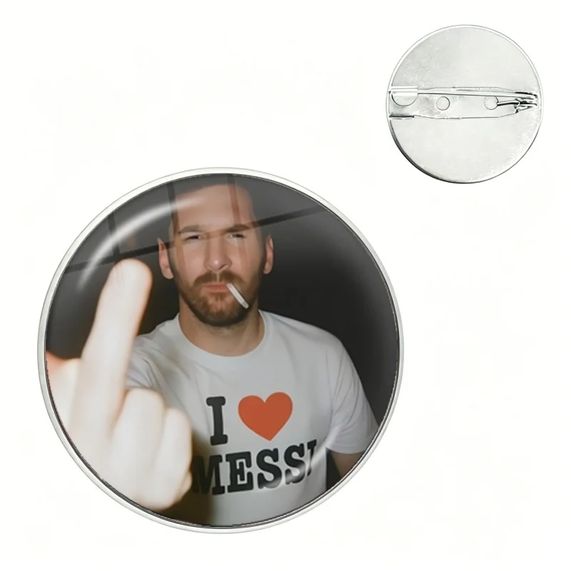 Football star M-MessiS Pin Funny Glass Dome Brooches Shirt Lapel Bag Cute Badge Cartoon Pins