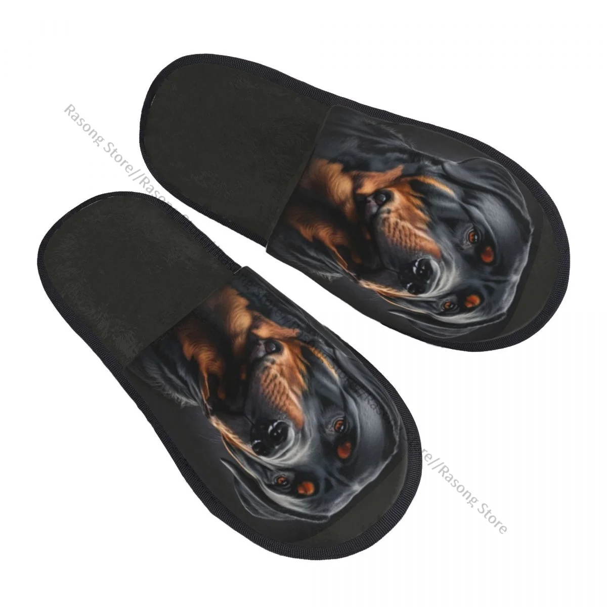 Rottweiler Dog Portrait Slipper For Women Men Fluffy Winter Warm Slippers Indoor Slippers