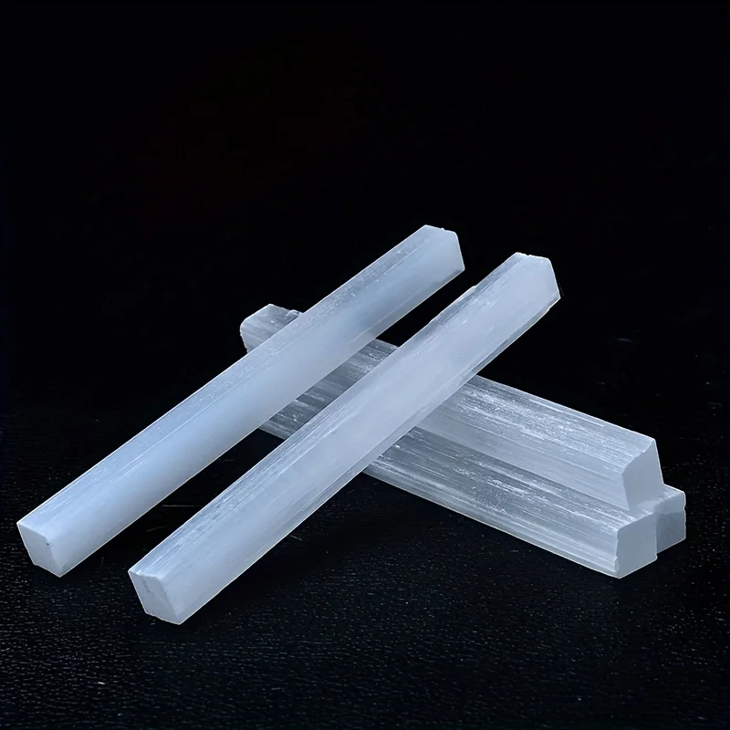 10CM/4 Zoll Natürlicher Selenit-Stab, Gips-Weißquarz, Rohmineralien, Heilstein