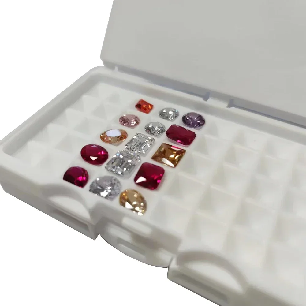 Caja de almacenamiento de joyería de diamantes de 3-7mm, estuche organizador de gemas de 7-10mm, 50/100 rejillas, soporte de embalaje de exhibición