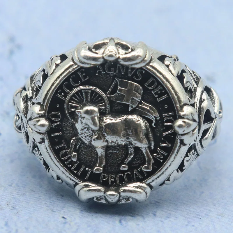 

Buy 3 Get 1 Free Highly Recommend 10.9g Stainless Steel Lamb of God Agnus Dei Christian Rings Many Sizes SheCrown