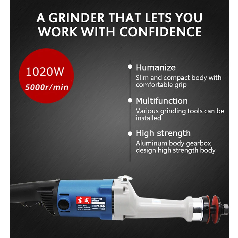 220V Straight Angle Grinder Industrial Metal Polishing Grinding Machine Handheld Electric Straight Grinder Metal Grinder