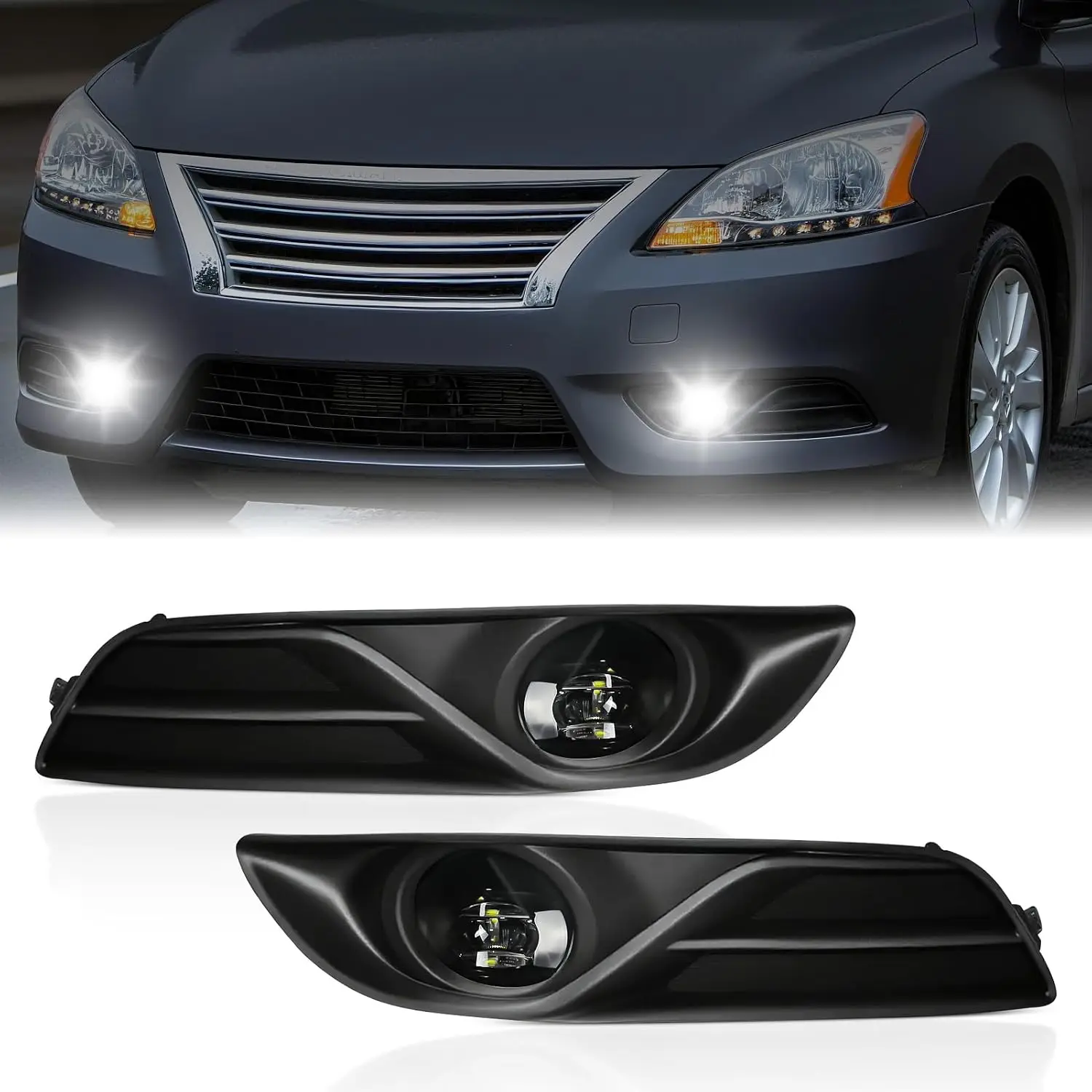 

Светодиодные противотуманные фары для Nissan Sentra 2013-2015 (не подходят для модели SR), комплект противотуманных фар для переднего бампера с проводкой и переключателем