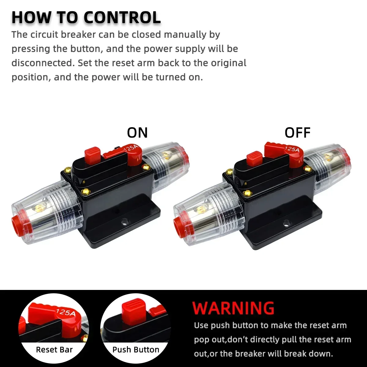 20A to 150A 12V-48V Circuit Breaker Power Protect Fuse Trolling with Manual Reset Waterproof Car Boat Manual 20A 30A 40A 50A 60A