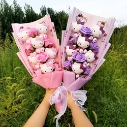 Hello Kitty Plush Doll Bouquet Sanrio Christmas Gifts Cartoon Kt Cat Stuffed Plushies Woman Valentine's Day Birthday Kids Gifts