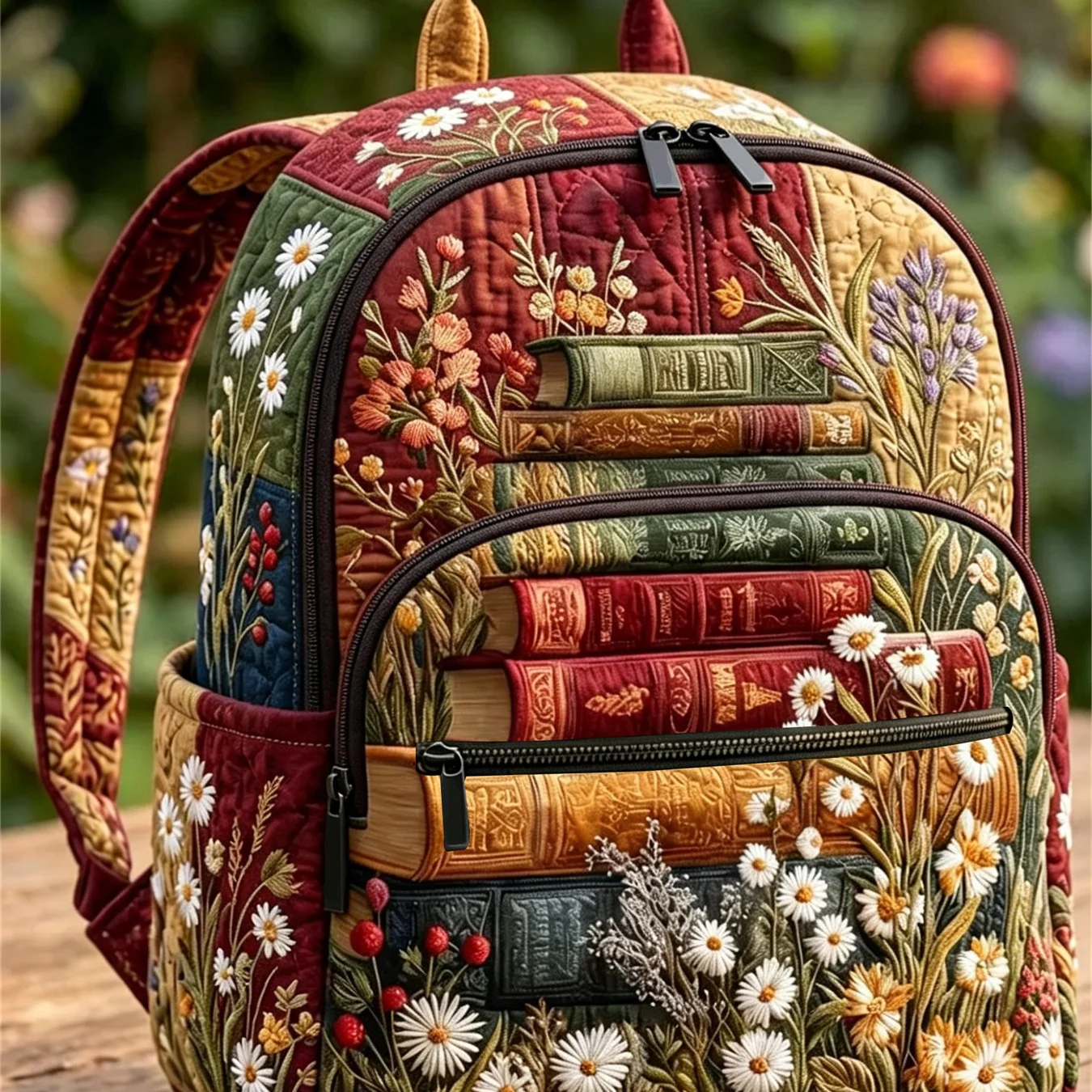 Vintage Quilted Backpack, No Embroidered Patterns, Simple Versatile Student & Commuter Travel Daypack for