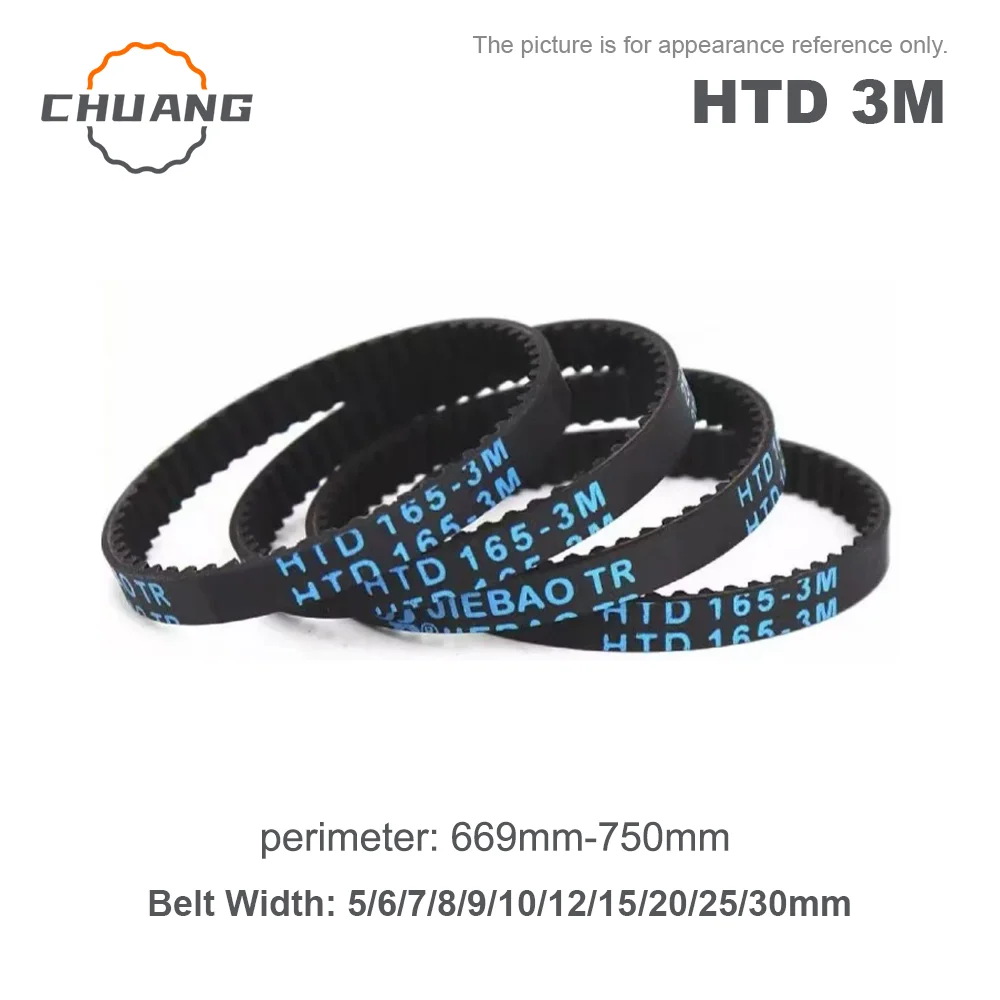 

HTD 3M Rubber Timing belt Width 10/15/20/25/30mm Perimeter 669mm~750mm HTD 3M Closed Loop Synchronous Belts