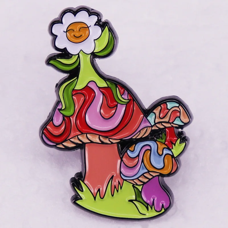 A2374 Fantasy Custom Enamel Pins Cute Mushroom Collection Funny Brooches Lapel Pin Cartoon Jewelry Gift For Kid Friend