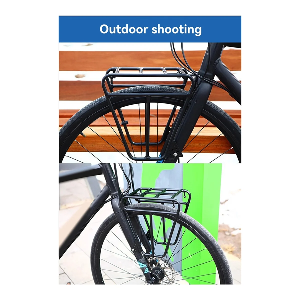 رف أمامي لركوب الدراجات من ABJZ لرف حاملات ركوب الدراجات على الطرق الجبلية رف السلة الأمامية لركوب الدراجات باللون الأسود