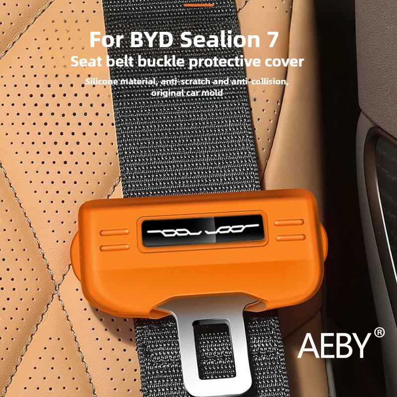 

AEBY For BYD Sealion 7 2024 Silicone Seat Belt Cover, Silicone Protective Cap Button Protector, Interior Car Accessories