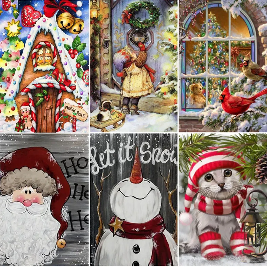 Diamond Painting New Collection Christmas Santa Claus Snowman Diy Full Round Mosaic Art Rhinestone Embroidery Picture Wall Decor