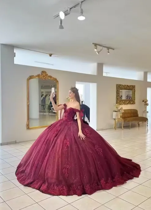 فساتين FURSTENBERG Quinceanera للحلوة 16 ثوب حفلة بطبقات مطوي بفيونكة كبيرة وأربطة مزينة بفيستدو دي نوش حسب الطلب #4
