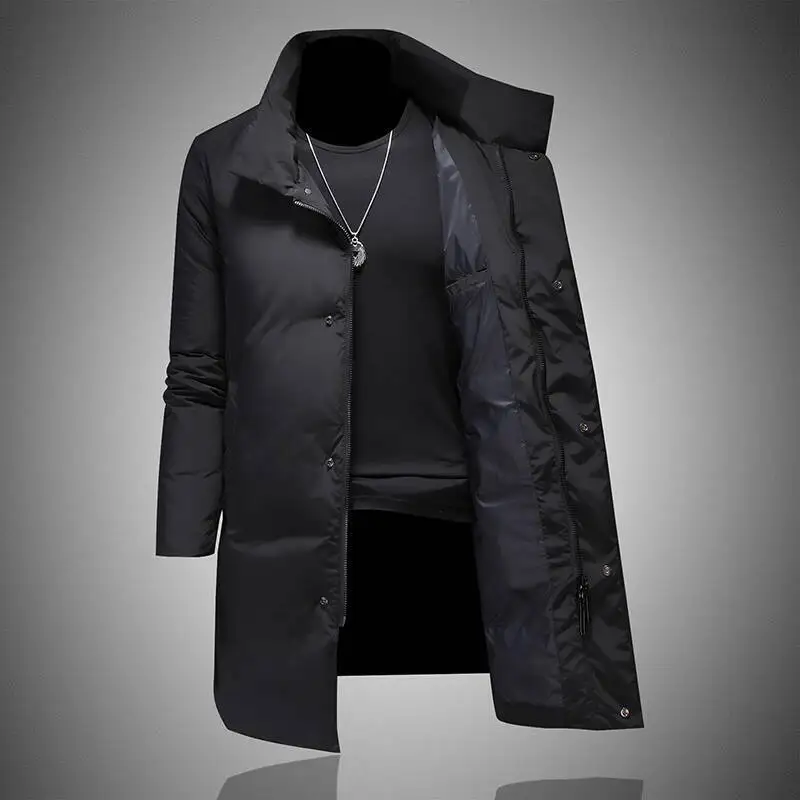 2025 Winter Clothes Duck Down Jacket Men Clothes Down Streetwear Thickened Warm Long Jacket Mens Black Outerwear Kurtka Zimowa