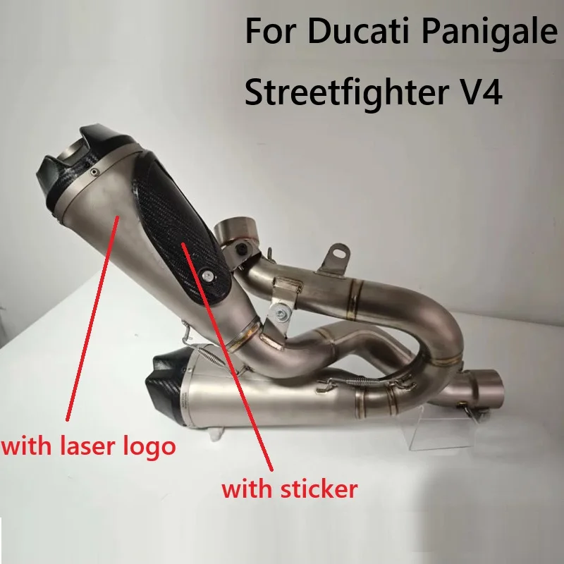 

Slip On Link Pipe Motorcycle Exhaust Escape System With Carbon tip muffler For Ducati Panigale V4 Streetfighter V4 V4S
