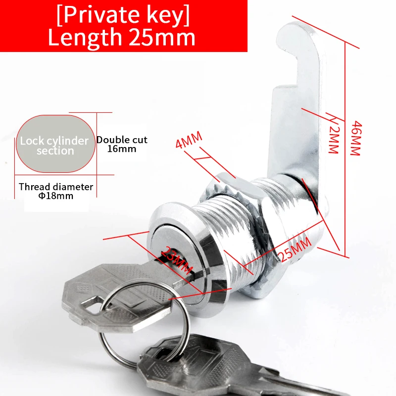 20 SETS Metalen Cilinderkast Beveiliging Locker Cam Lock Met 2 Sleutels Dezelfde Sleutel Verschillende Sleutel Beveiliging Brievenbus Slot Lade 16mm