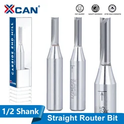 XCAN End Mill Straight Router Bit 1/2inch (12.7mm) Shank Woodworking Milling Cutter for MDF Plywood Chipboard Slot Bit