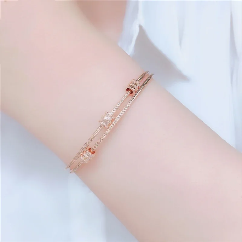 585 Purple Gold Plated 14K Rose Gold Creative Geometric Bracelets for Women Classic Fashion Wedding Dinner Jewelry