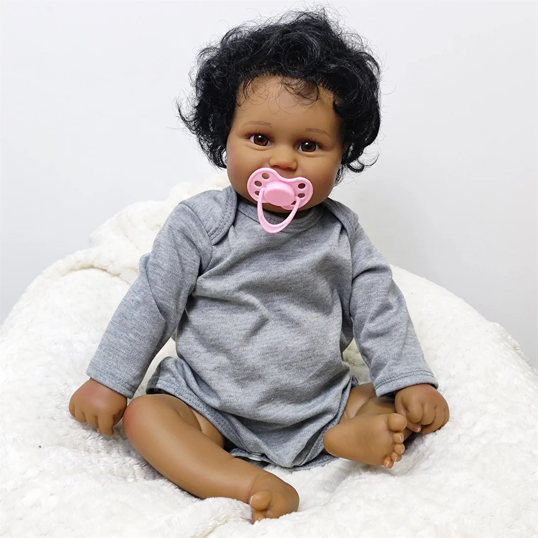 Factory Cheap Alive Real Silicone Babi Dolls Kit African American Black Toddler Reborn Baby Dolls Realistic