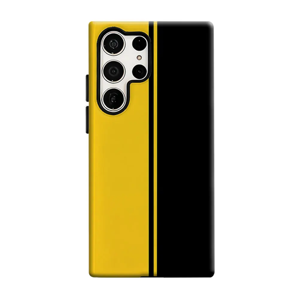 Bold Yellow Black Stripe Phone Case for Samsung Galaxy S26 S25 Ultra S24 S23 Ultra Plus Shockproof Double layer tough Back Cover