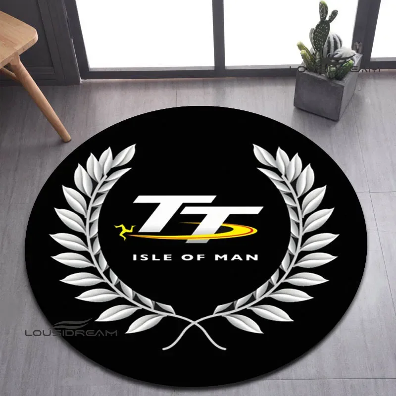 Motorcycle isle of man tt printed round carpet bedroom beautiful carpet non -slip door pad floor mats area rug birthday gift