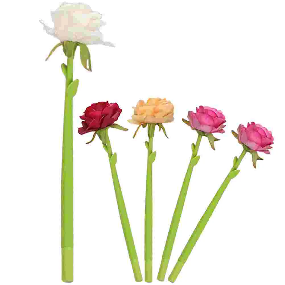 5 шт. симпатичная ручка для письма, шариковая ручка Suflower, роза, гелевая, в форме цветов, значок
