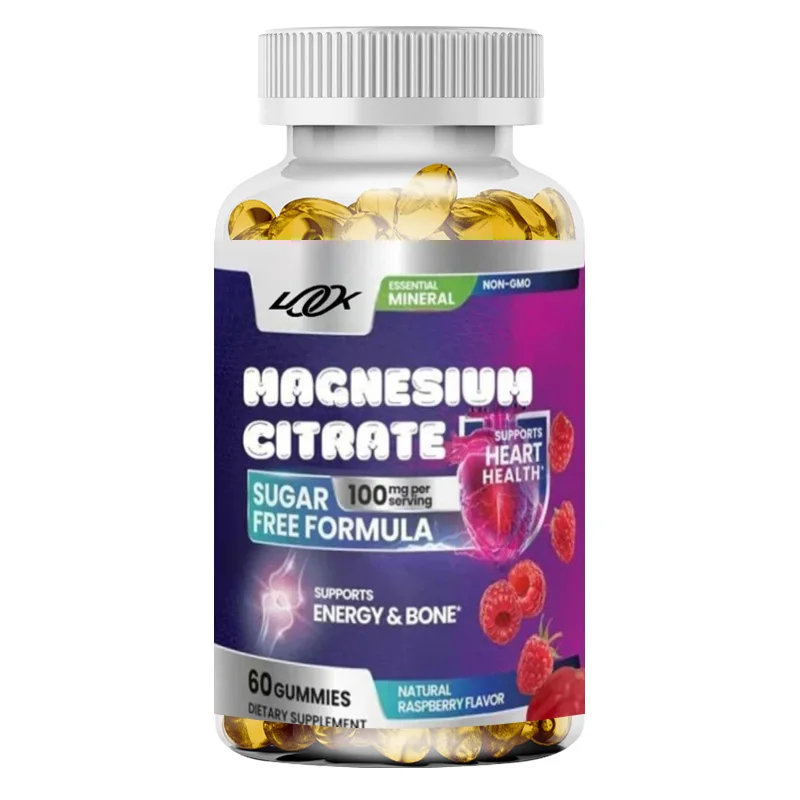 Magnesium Citrate Gummies, High Absorption Magnesium Gummies Supplement, Support Bones, Muscles, and Relaxation, 60 Gummies