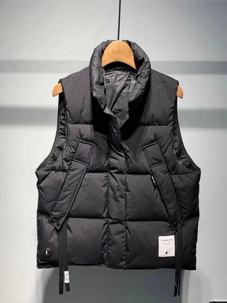 남성용 다운 코튼 조끼 겨울 두꺼운 따뜻한 캐주얼 아우터웨어 패션 브랜드 대형 사이즈 레저 탑 코트 남성용