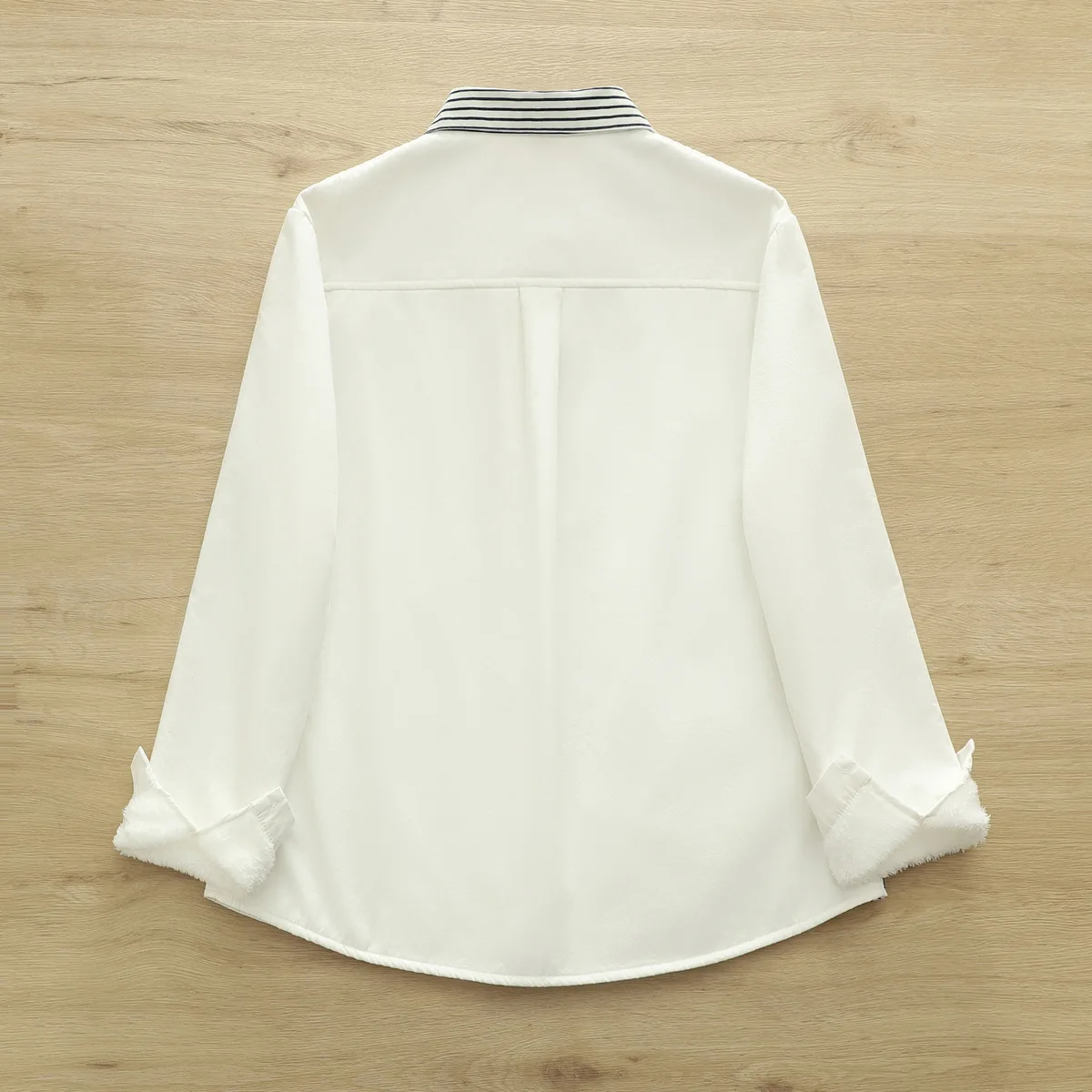 신상품 2025 가을 코튼 긴팔 플리스 셔츠, 여성용 라펠 스트라이프 자수, 모리 걸 따뜻한 캐주얼 루즈 블라우스 T5O932CC