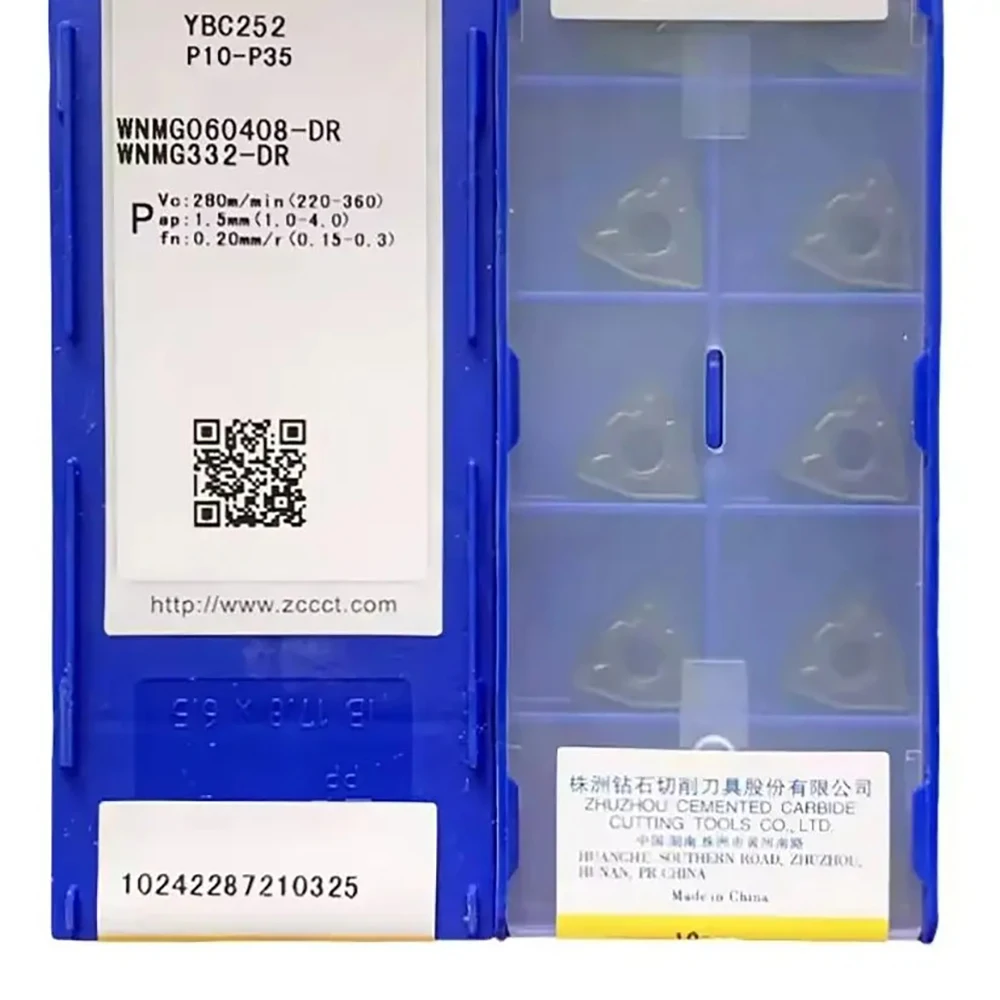 

ZCC WNMG060408-DR YBC252 Negative inserts General turning Inserts for machining steel 10pcs/box WNMG 060408 DR